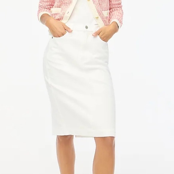J Crew Factory White denim midi skirt size 0 NWT BY053 - Picture 1 of 10